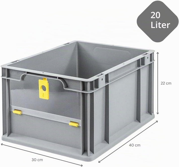 SuperSparSet 8x Eurobox NextGen Insight Cover | HxBxT 22x30x40 | 20 Liter | Niedrig/Gelb | Eurobehäl