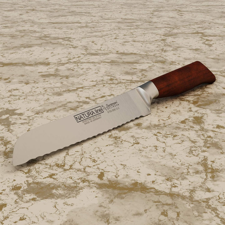 Burgvogel Solingen Natura Line, Brötchenmesser Holzgriff, rot satiniert, geschmiedet, 13 cm, rostfre