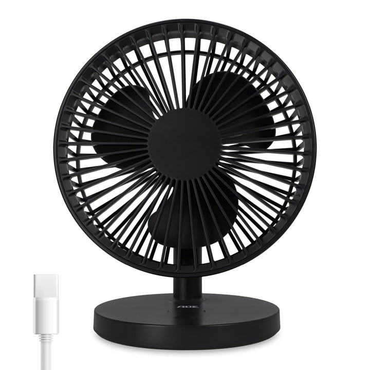 ADE Ventilator sehr leise | USB Tischventilator 3 Stufen | Akku bis 7,5 h Laufzeit | 2.000 mAh | 180