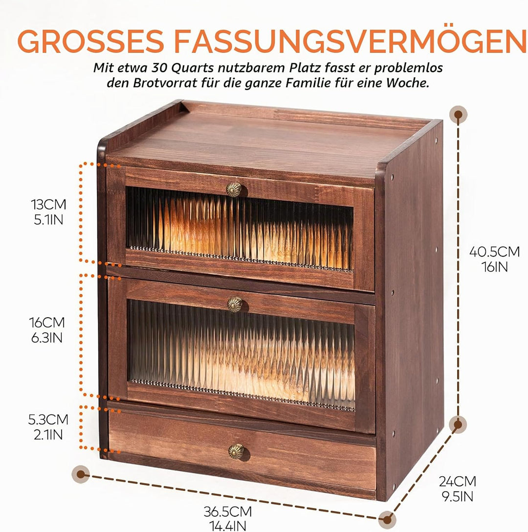 Kiefernholz Brotkasten mit 50 Deli-Papier, Holz Brotkästen mit Belüftung, Vintage Braun Brotbehälter