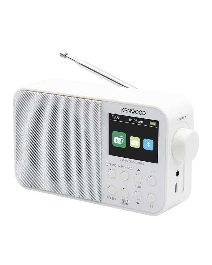 Kenwood CR-M30DAB-W - Tragbares DAB+ Radio mit Bluetooth, integriertem Akku & 6,1cm Farbdisplay, Wei
