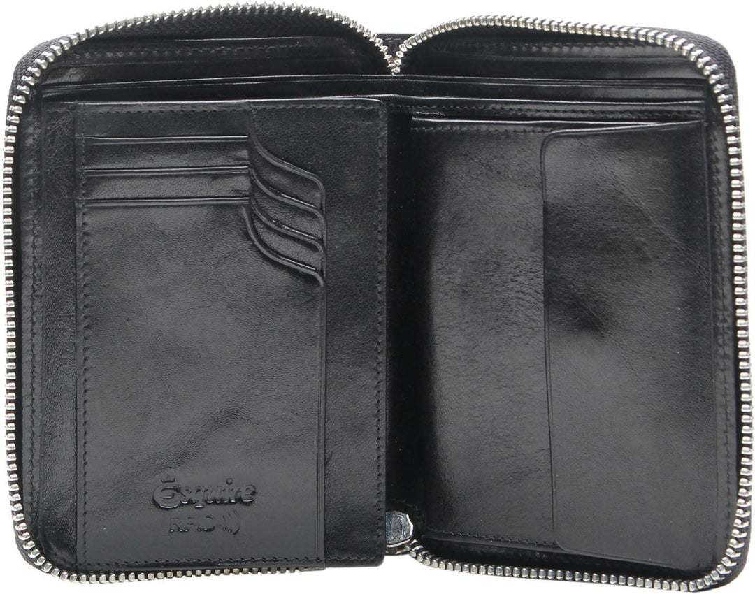 Esquire Toscana Damengeldbörse Leder 14 cm Schwarz, Schwarz