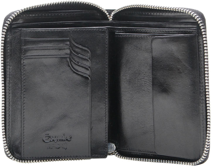 Esquire Toscana Damengeldbörse Leder 14 cm Schwarz, Schwarz
