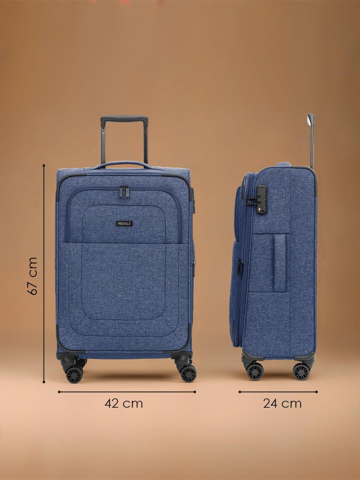 REDOLZ MEDIUM Weichschalen Koffer für Männer & Frauen | Leichter Trolley 67 cm mit 4 Doppelrollen &