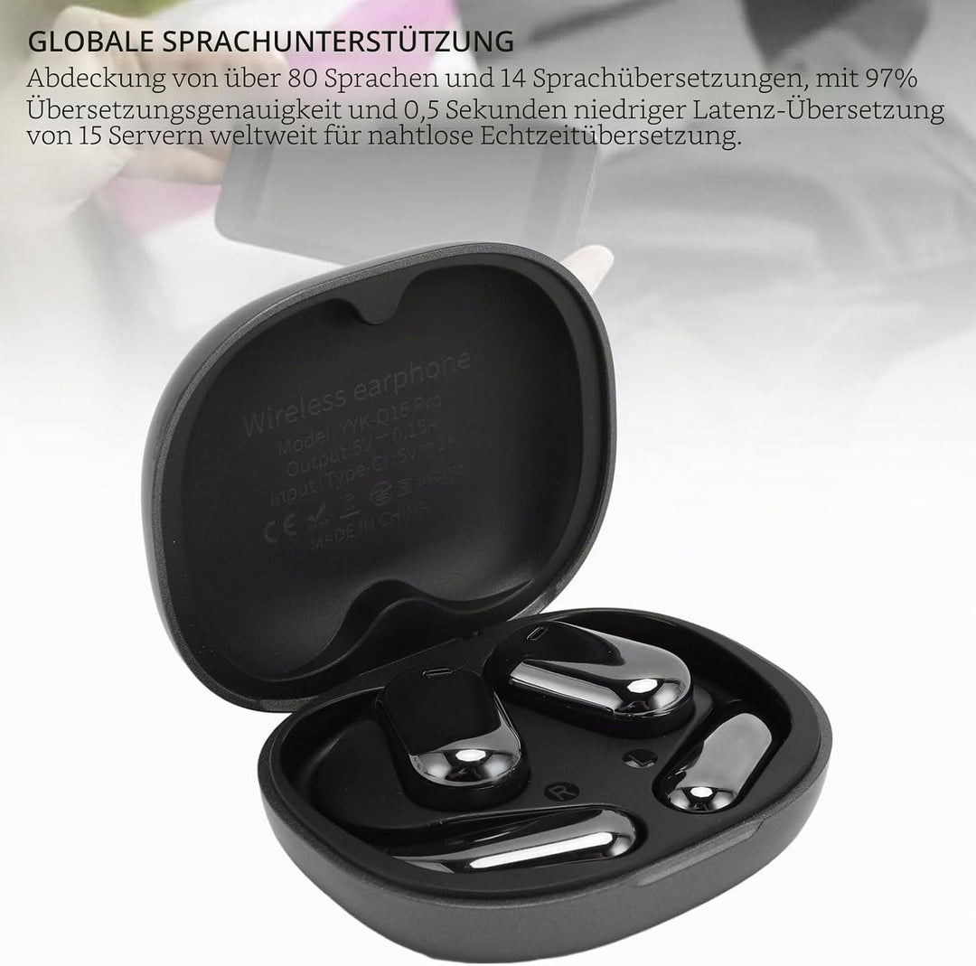 Q16 Pro Bluetooth -Übersetzer -Ohrhörer, Echtzeit -Online -Sprachübersetzungskrachhone, Rauschunterd