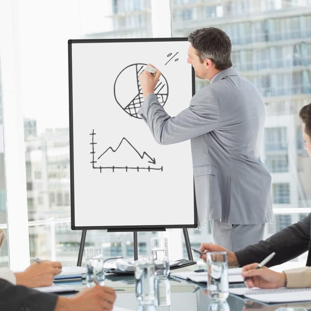 VIZ-PRO Whiteboard mit Ständer Flipchart-Staffelei, höhenverstellbar, abwischbar, magnetisch, 90 x 6