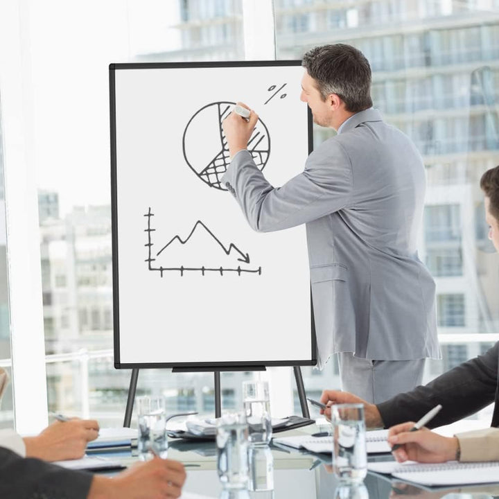 VIZ-PRO Whiteboard mit Ständer Flipchart-Staffelei, höhenverstellbar, abwischbar, magnetisch, 90 x 6