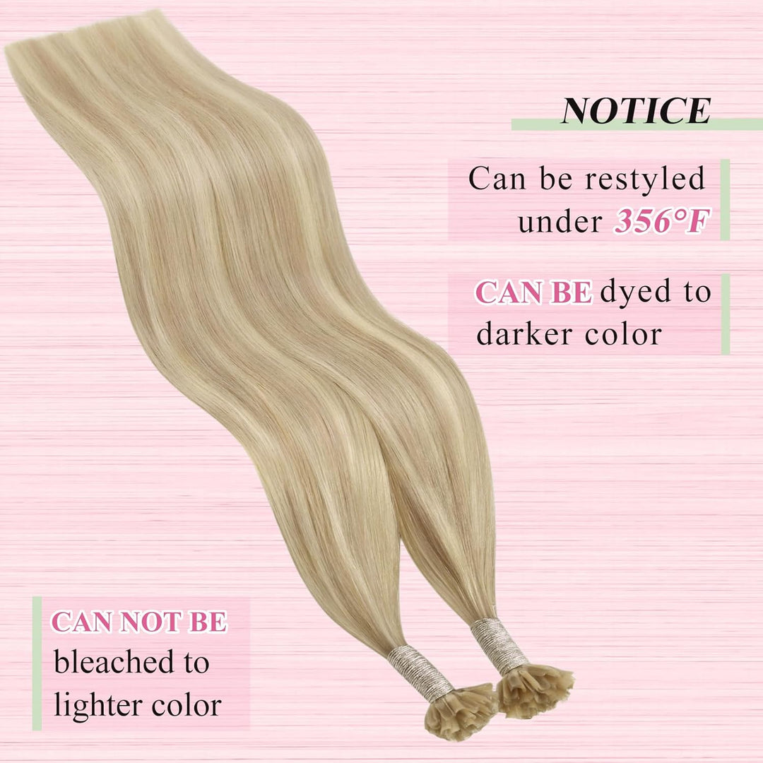 YoungSee Bonding Extensions Echthaar Blond 45 cm Haarverlangerung Bondings Echthaar Aschblond Strahn