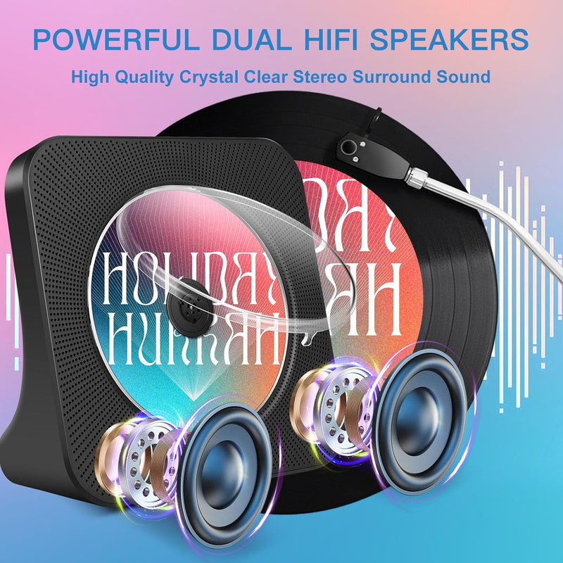 Desktop-CD-Player mit Bluetooth-Sender, tragbarer CD-Player mit Lautsprechern & Timer, Radio-CD-Play