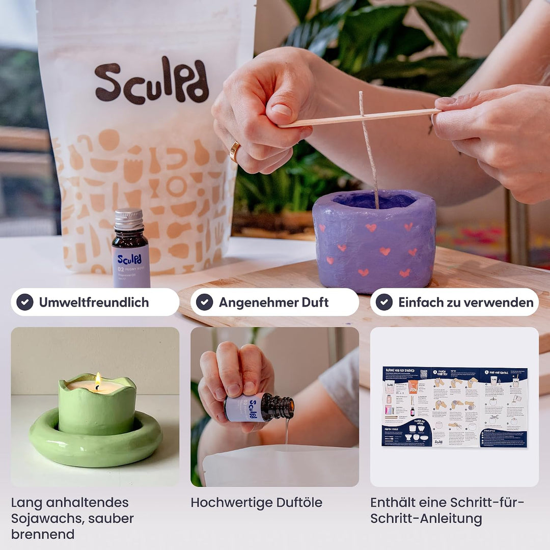 Sculpd Töpferei-Kit zur Kerzenherstellung mit lufttrocknendem Ton | Anfänger Starter-Kit zur Kerzenh