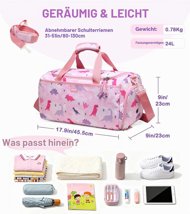Kinder Duffle Bag, VASCHY Reisetasche für Kleinkinder Kinder Mädchen Wasserabweisend Über Nacht Duff