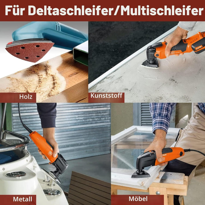 STEBRUAM Deltaschleifer Schleifpapier Dreieckschleifer,70 Stück Delta Schleifpapier Klett Schleifpap