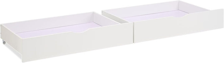 Homestyle4u 2er Set Bettkästen mit Rollen Weiss - Kiefer Bettschubladen | Stabiler Unterbettkasten a