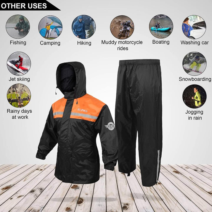 ALPHA CYCLE GEAR Regenanzug für Männer & Frauen Jacken Hose Gear Reflektierender Regenanzug Wasserdi