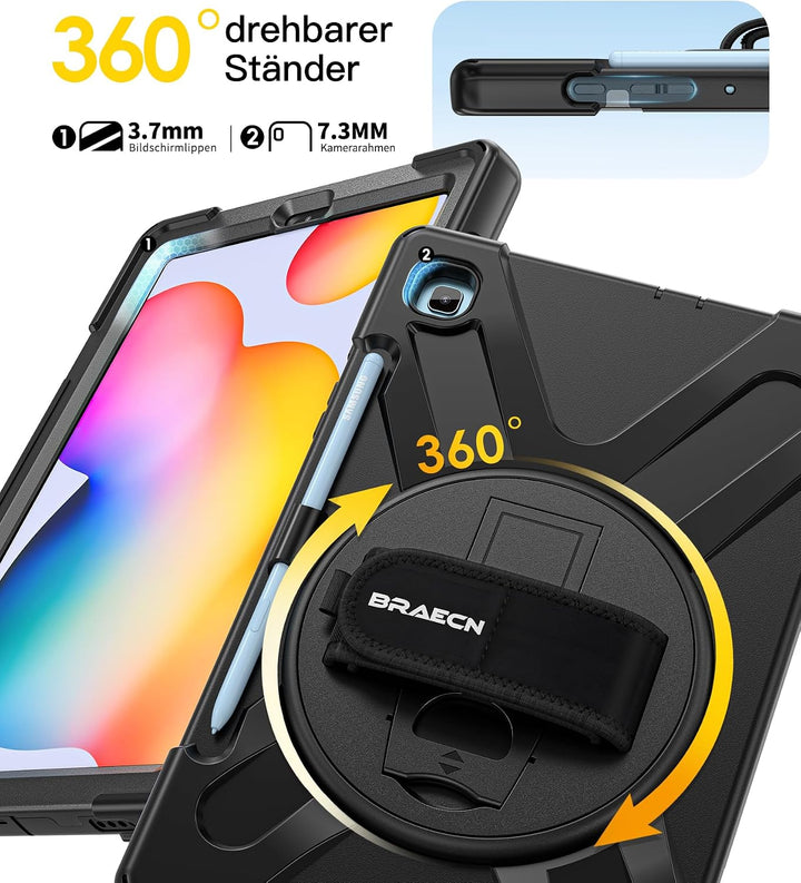 BRAECN Hülle für Samsung Galaxy Tab S6 Lite 10,4 Zoll 2024/2022/2020 | Robuste Stossfeste Tragbare S