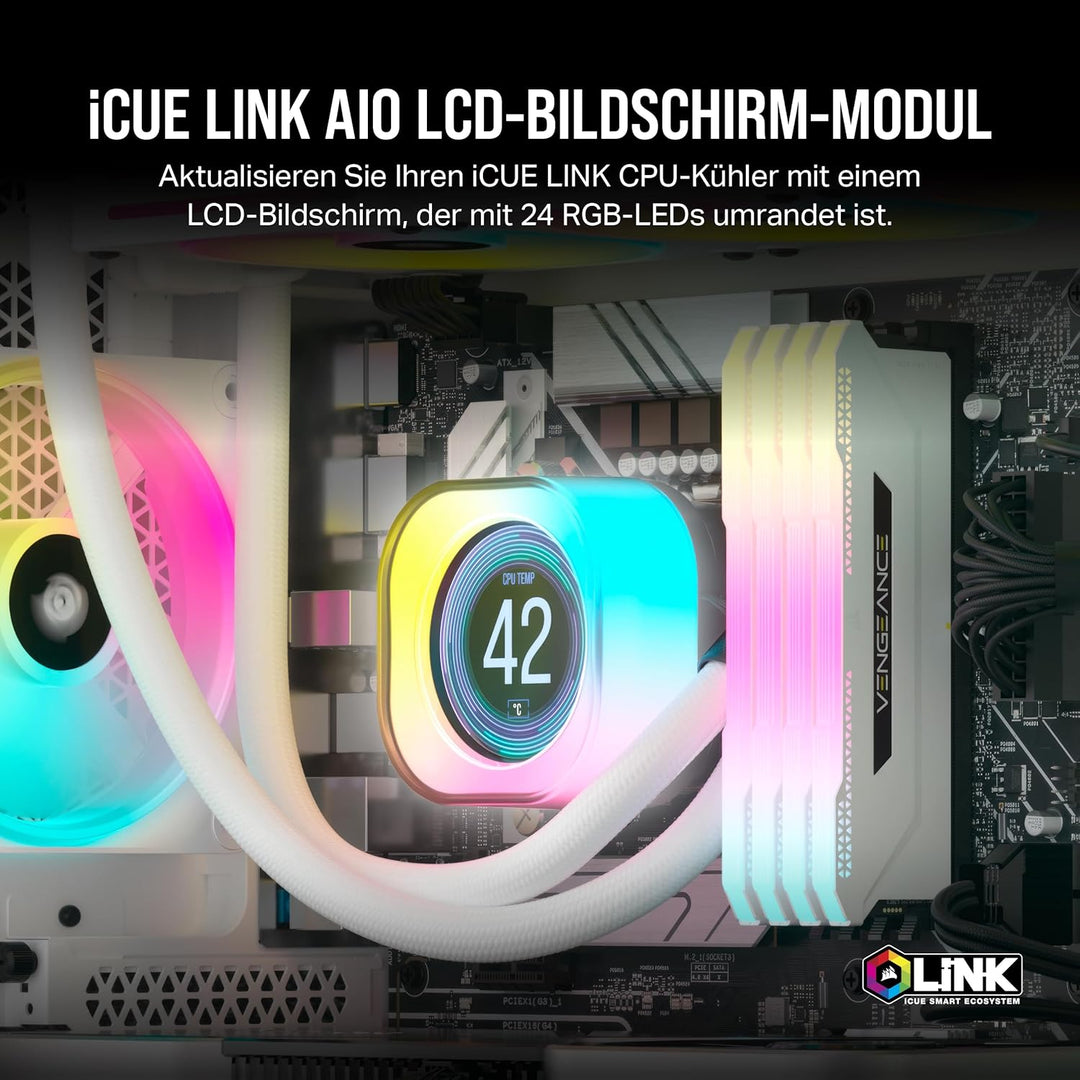 CORSAIR iCUE LINK AIO LCD-Bildschirmmodul - 2.1" IPS LCD-Bildschirm - 24 Einzeln Adressierbare RGB-L