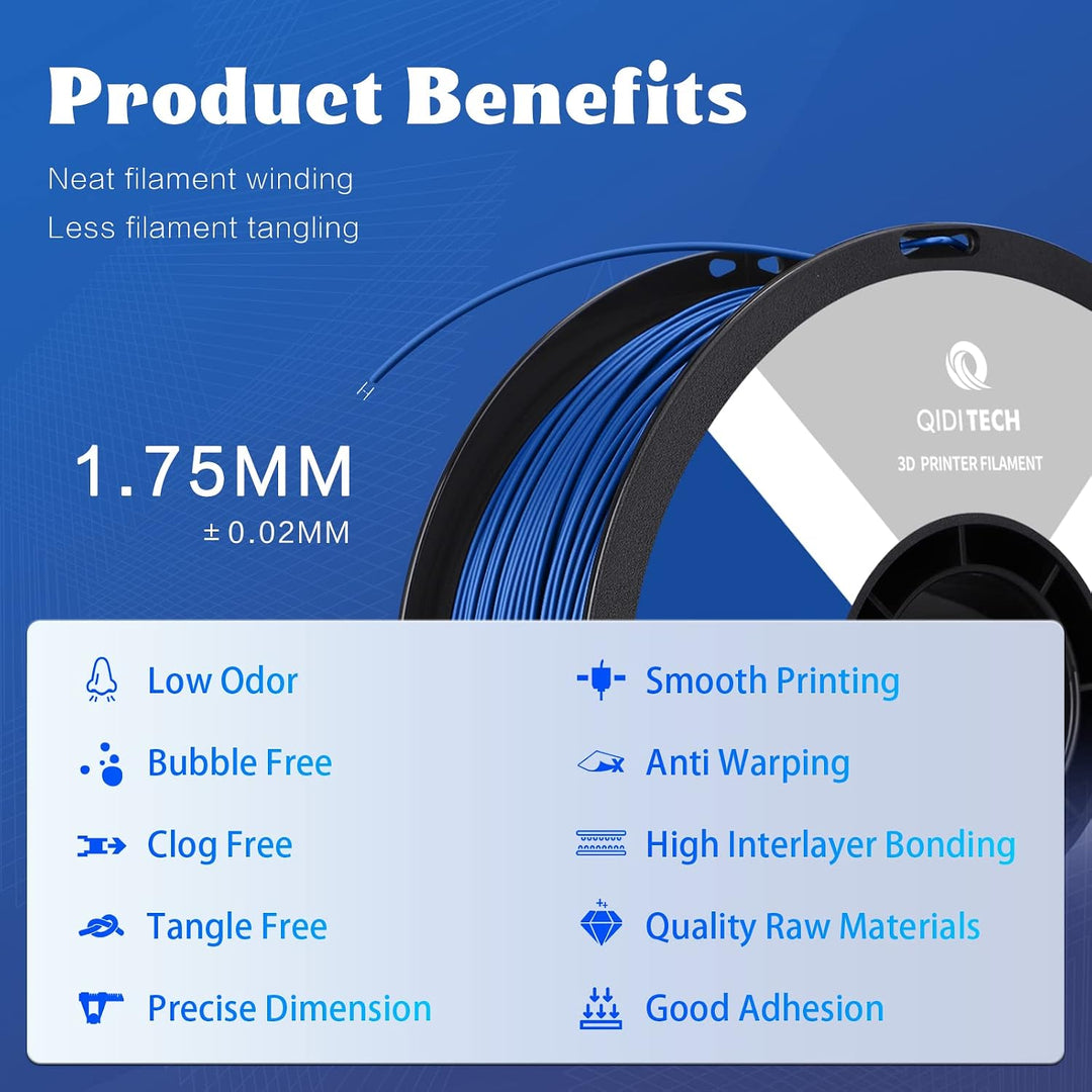 QIDI TECH ABS Rapido Filament 1.75mm, 3D Drucker Filament ABS 1kg Spule (2.2lbs), geeignet für Hochg