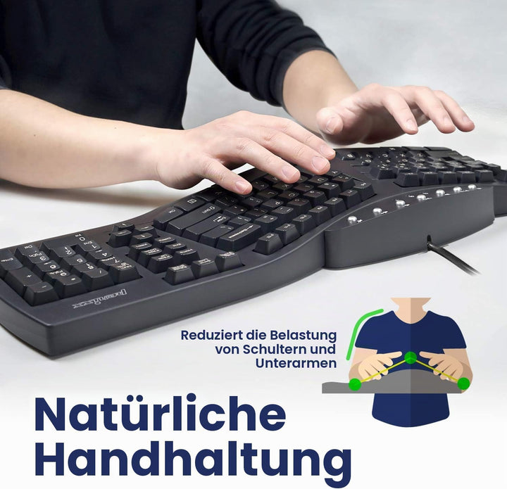 Perixx Periboard-512 Ergonomische Geteilte Tastatur, Natürliches ergonomsiches Design, 485 x 236 x 4