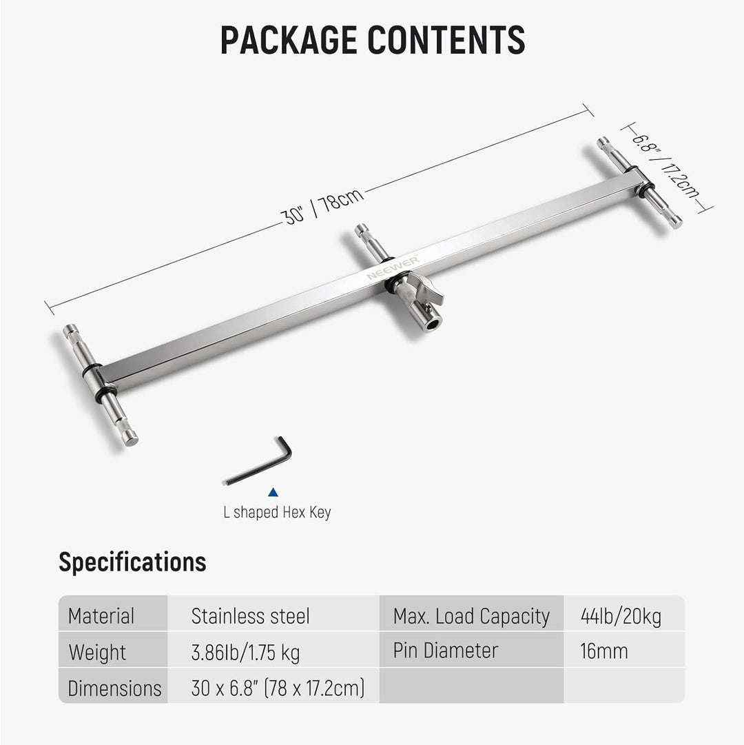 NEEWER klein Galgenarm mit Dreifach Kopf Adapter für C Stand/Lichtstativ, fünf 5/8" Mini Stiften, fü