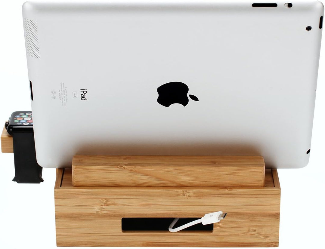 iCozzier Mini Bambus iWatch Ständer Multifunktionelle Ladestation und Kabel Organizer Docking Statio