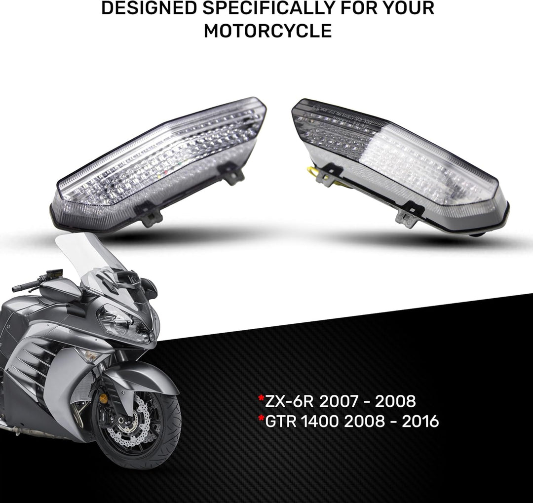 avdb-moto LED-Bremslicht mit integrierten Blinker kompatibel mit Kawasaki ZX6R 2007/2008, GTR1400 20