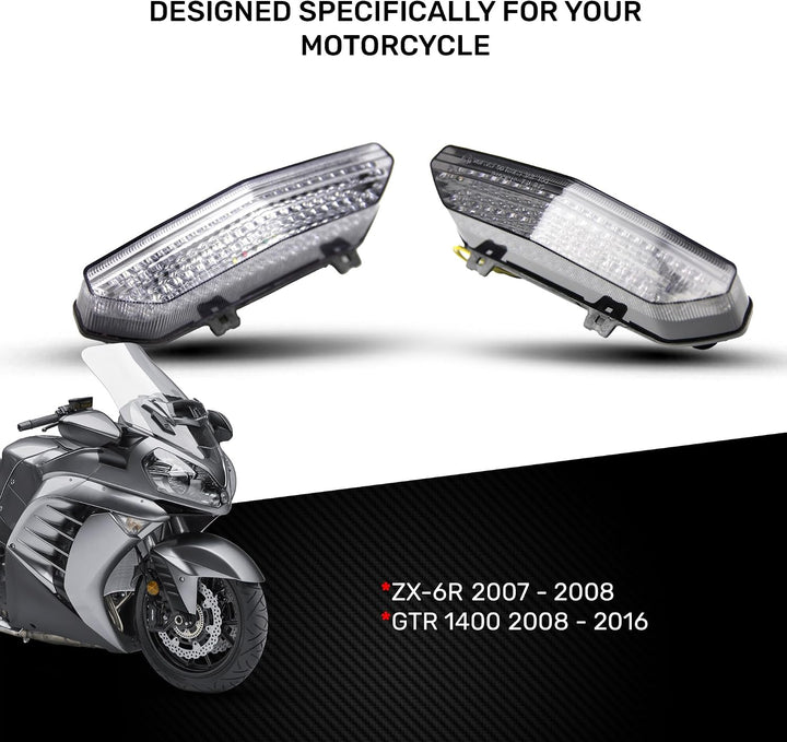 aVDB-moto LED-Bremslicht mit integrierten Blinker kompatibel mit Kawasaki ZX6R 2007/2008, GTR1400 20