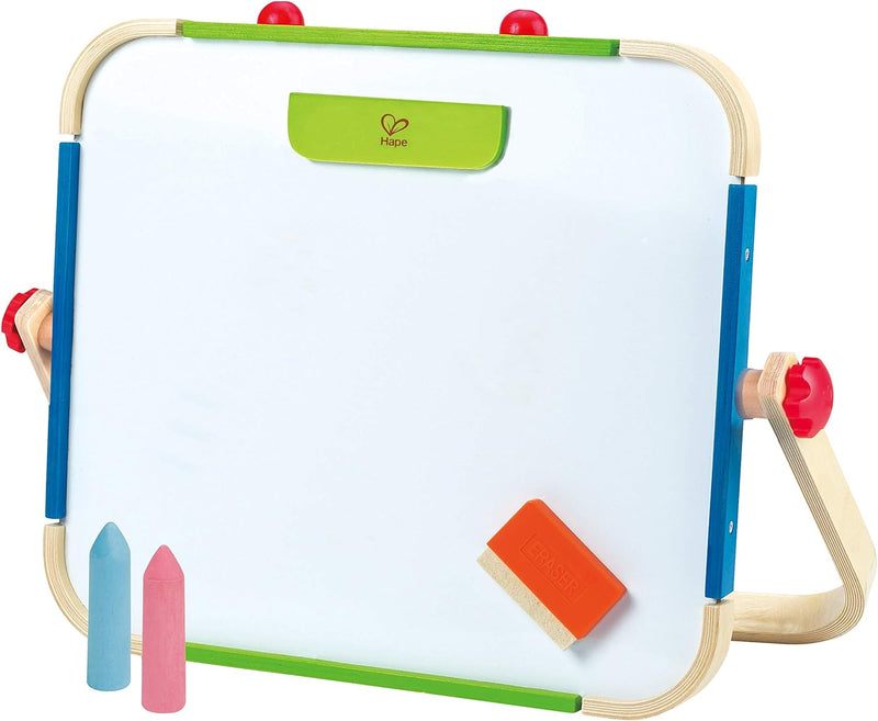 Hape Anywhere Art Studio , Award-Winning Double-Sided Wooden Kids Easel Whiteboard/Chalkboard with 2