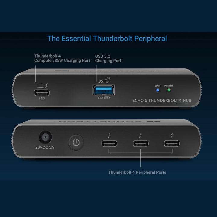 Sonnet Echo 5 Thunderbolt 4 Hub - Kompakter universeller Thunderbolt-4-Hub mit Vier Thunderbolt-4-Po