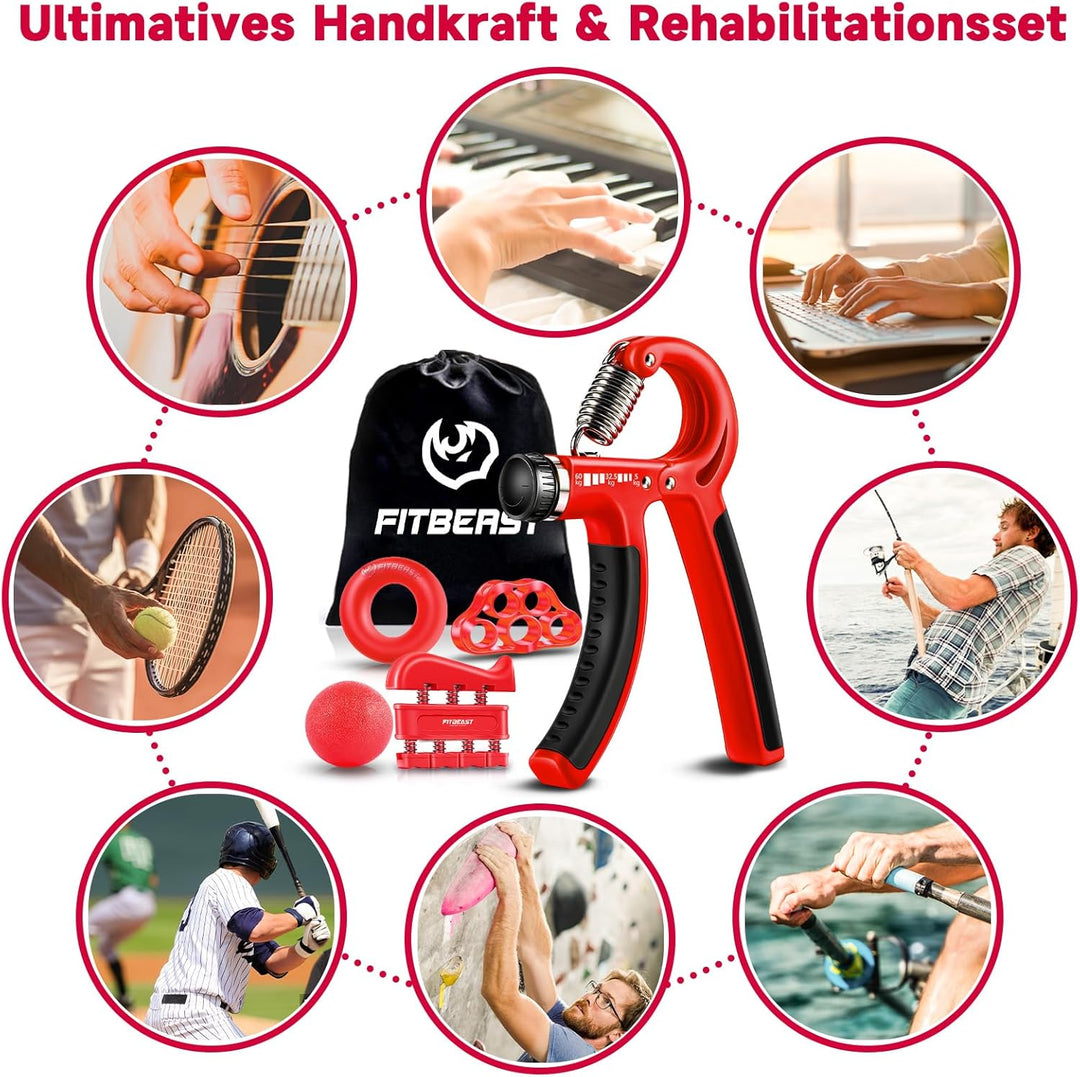 FitBeast Handtrainer Fingertrainer, Griffkraft Trainer Trainingsset - 5er-Pack, Verstellbarer Grip T
