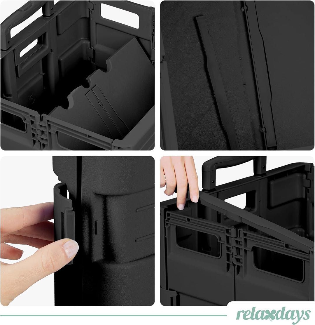 Relaxdays Einkaufstrolley, Klappbar, Einkaufsroller bis 35 kg, Verstellbarer Griff, Mit Rollen, HBT: