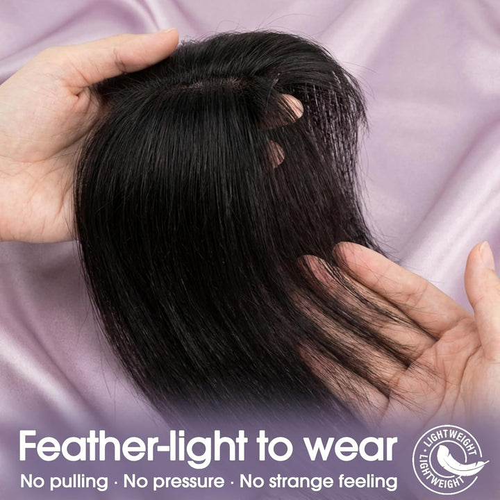 S-noilite Toupets für Frauen mit Seitenpony 8x11cm - 100% Echthaar Topper Hair Extensions Echthaar D
