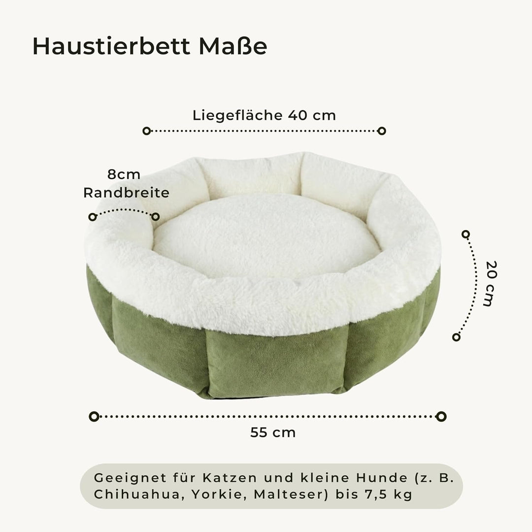 Katzenbett 55×55×20cm Flauschiges Katzenbett &amp; Hundebett für kleine Hunde, waschbares Haustierbett m