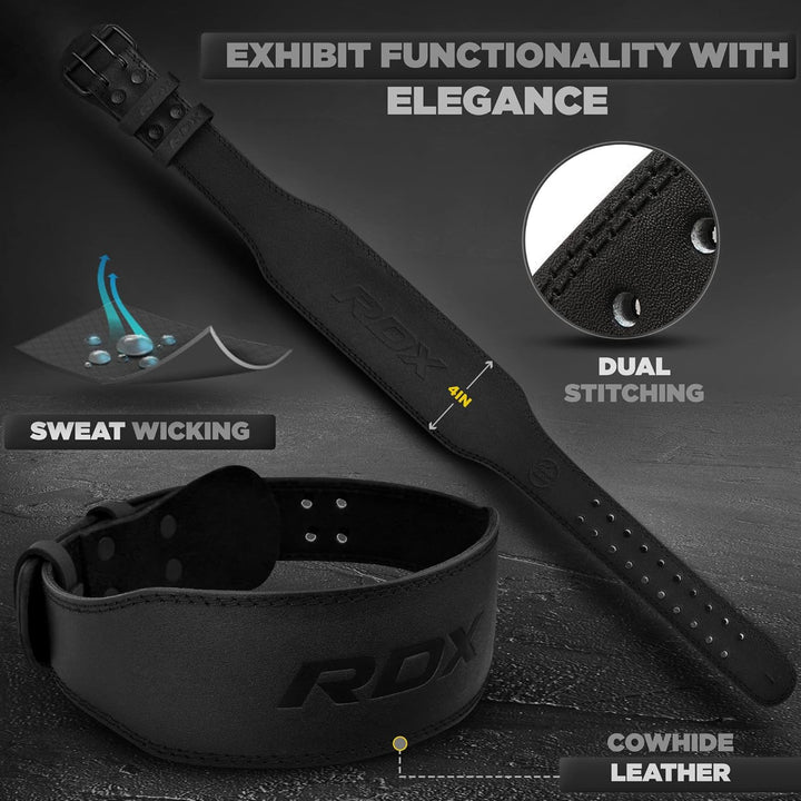 RDX Gewichthebergürtel Leder 4” und 6”, 10 Verstellbar Löcher Trainingsgürtel Schnalle, Powerlifitin