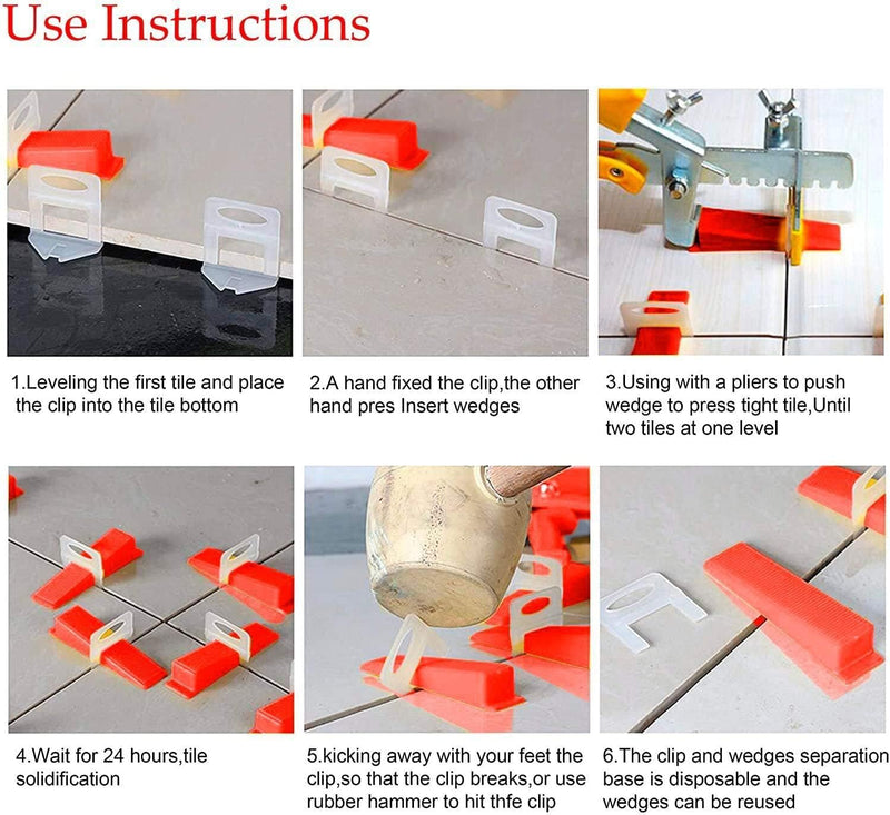 Deuvuo 500 Stück Fliesen Nivelliersystem 1mm Zuglaschen,1mm fliesen nivelierset fliesen Verlegehilfe