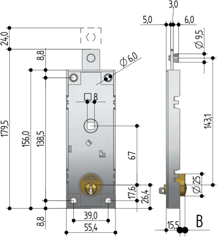PREFER B551-081H Kippschloss Cil 50