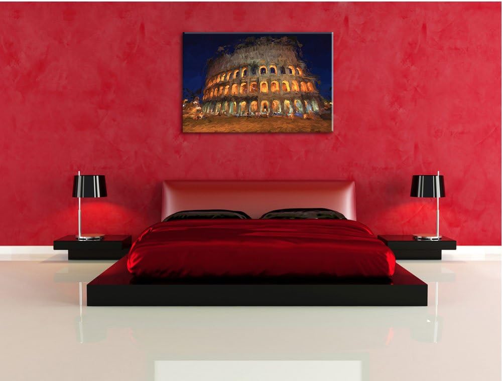 Pixxprint Kolosseum bei Nacht in Rom als Leinwandbild/Grösse: 100x70 / Wandbild/Kunstdruck/fertig be