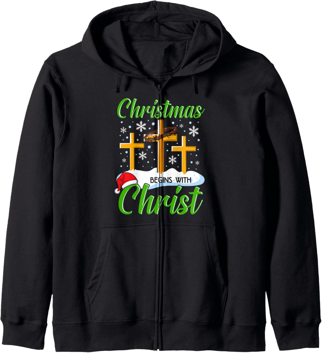 Christmas Begins With Christ Christian Cross Hat Xmas Pajama Kapuzenjacke