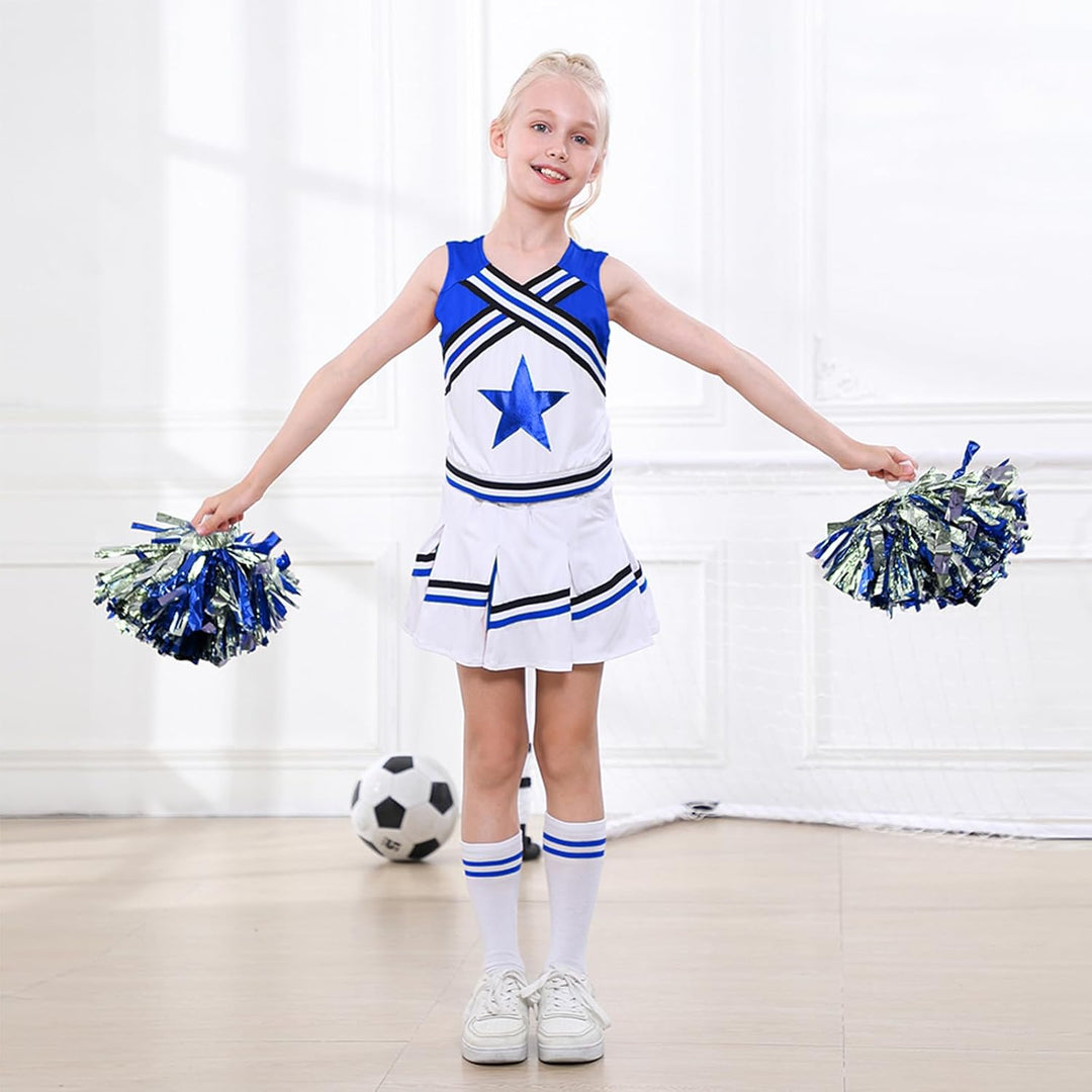 LOLANTA Mädchen Karneval Kostüm, Cheerleader kleid mit Pompoms und Socken, Mittelschule Cheerleading