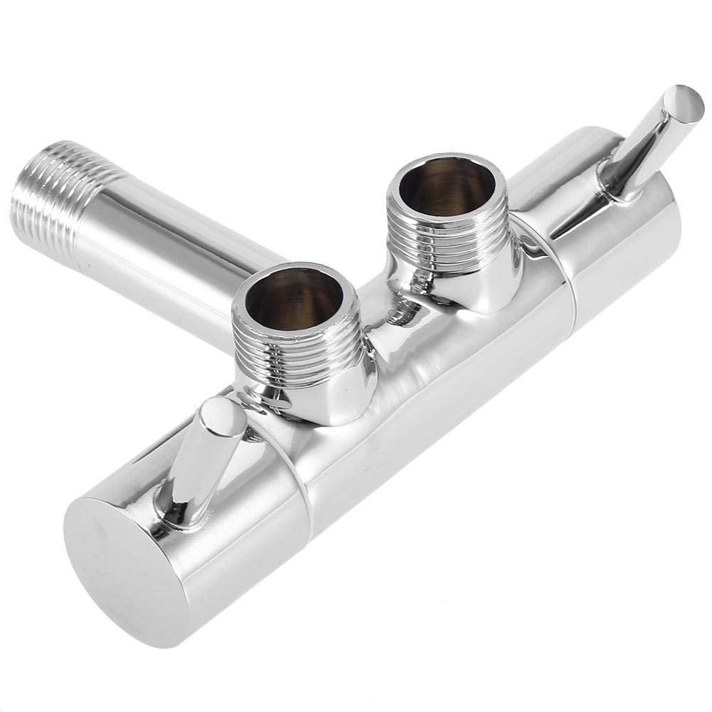 Verchromte Wandmontage, Winkelventil, Doppelauslassventiladapter, verstellbarer Durchfluss, Messing,