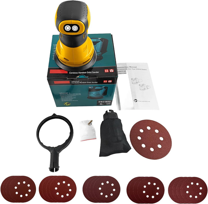 Roadtime Exzenterschleifer für DeWalt 20V Akku(no Akku),125mm Schleifmaschine 20,000 U/min, 3 Geschw