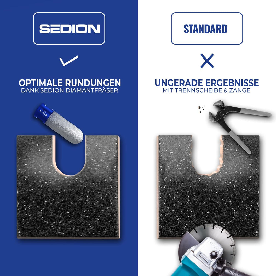 SEDION® Diamantfräser 20mm x M14 Premium - Exzellentes Bohren & Fräsen von harten Fliesen - Fingerfr