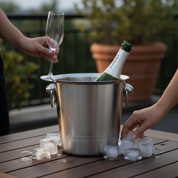 Toskana | Weinkühler aus Edelstahl | Eleganter Champagnerkühler mit 4,5L Fassungsvermögen | Sektkühl