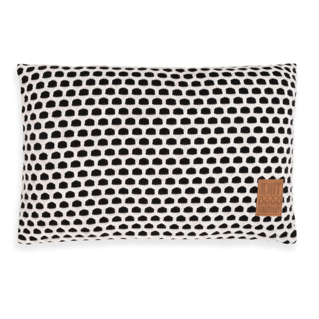 KNIT FACTORY - Mila Kissen - Schwarz/Beige - 60x40 cm 60x40 cm Schwarz/Beige, 60x40 cm Schwarz/Beige