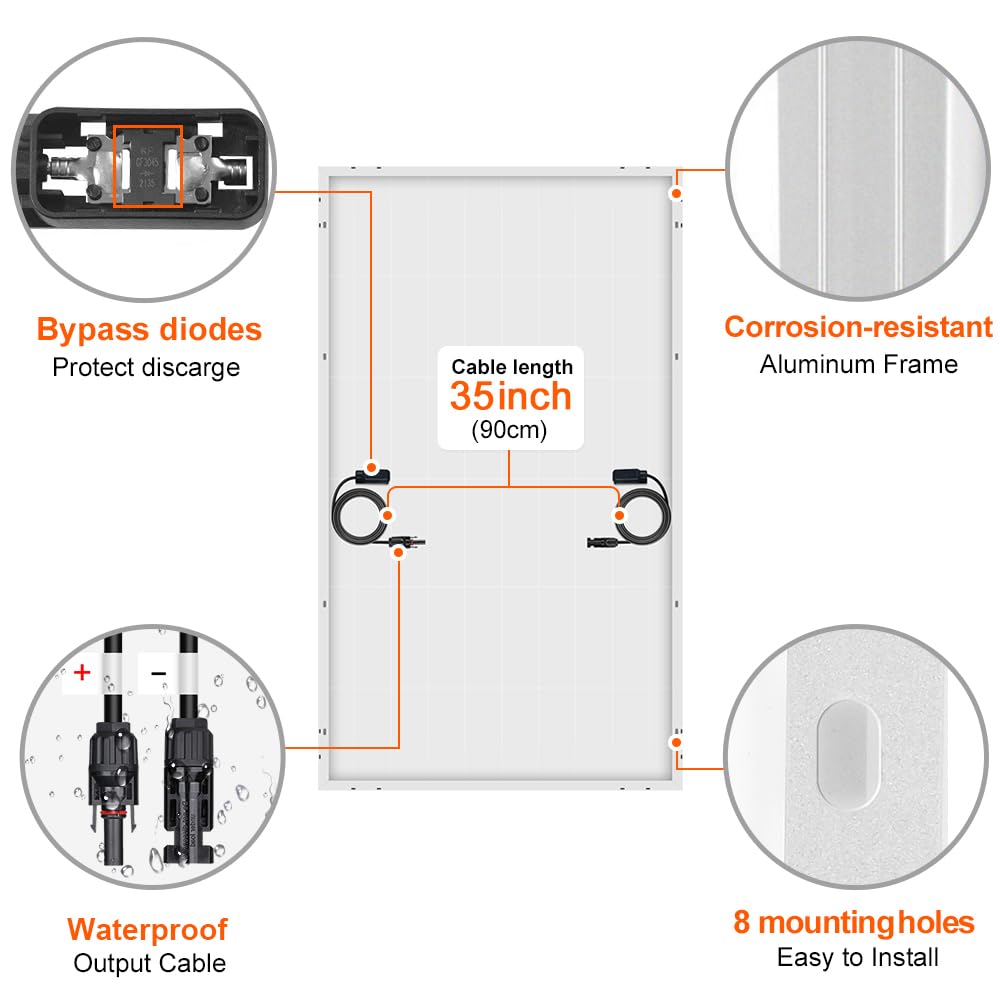 DOKIO Solarpanel 200W 18V Monokristallin Solarmodul 200 Watt für 12V Batterien ideal für Wohnmobil,