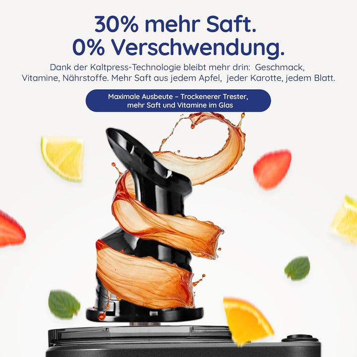 Safecourt Kitchen Entsafter - Langsamer Entsafter für Obst und Gemüse - XXL Einfüllöffnung - Leistun