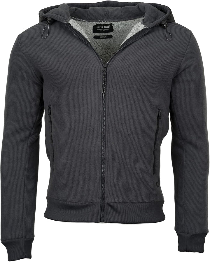 Indicode Herren Strickjacke Barton Kapuzenjacke Winter Jacke gefüttert mit Kapuze L Dk Grey, L Dk Gr