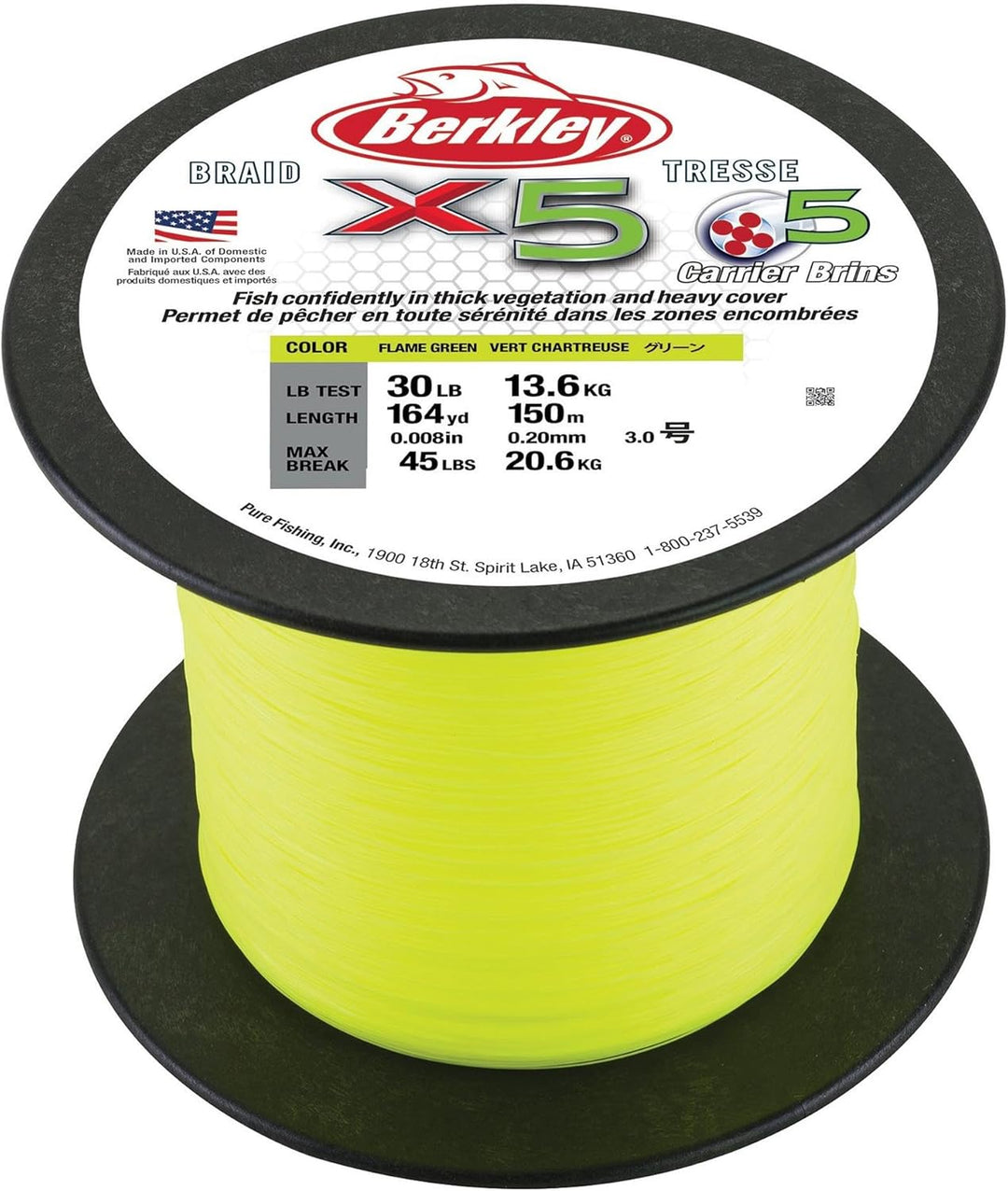 Berkley X5 geflochtene Angelschnur – Starke 5-fache geflochtene Schnur zum Salz- und Süsswasserangel