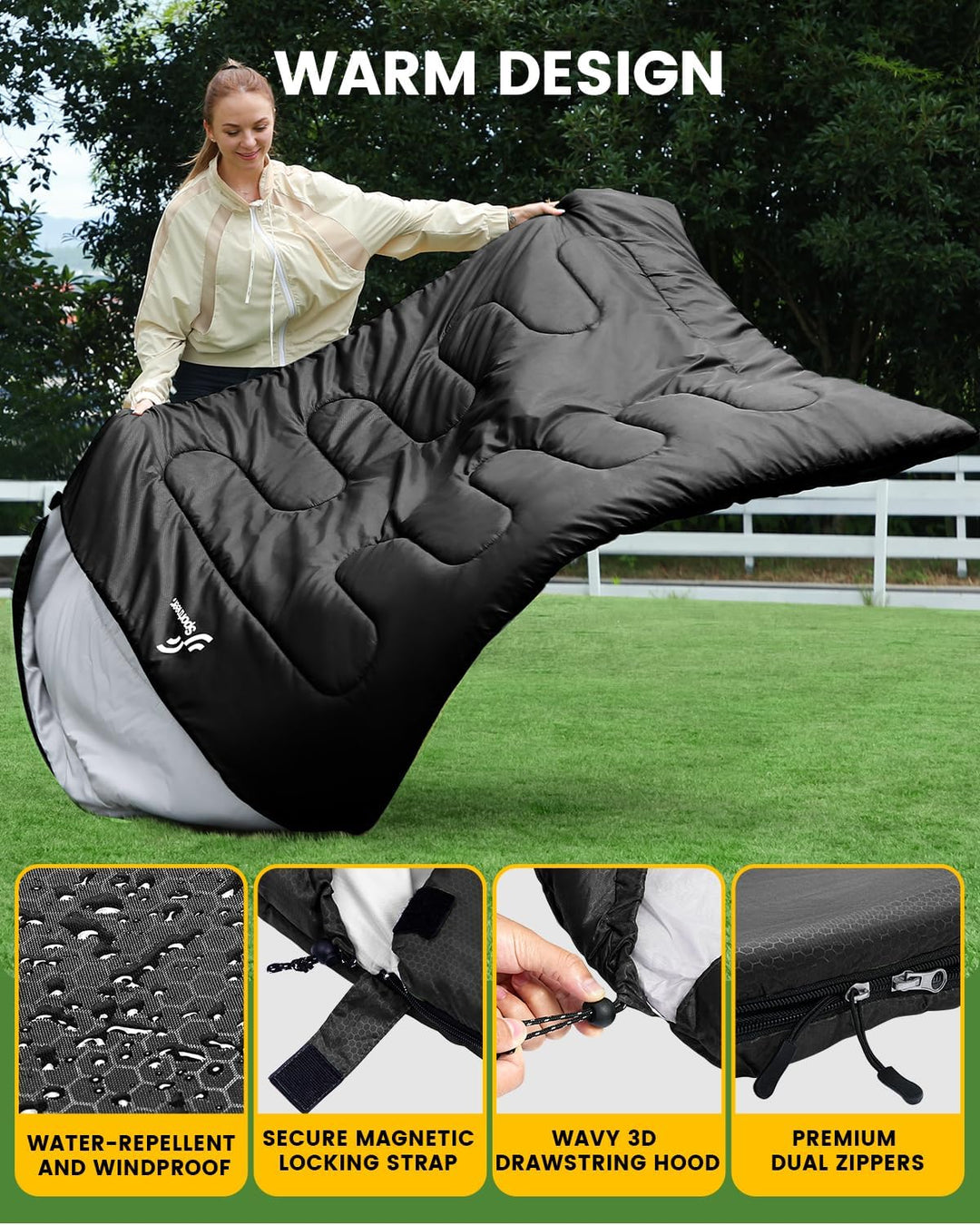 Schlafsack Outdoor: Sportneer Schlafsäcke 2 Personen Doppelschlafsack 220x150cm, 3.5kg mit 2 Kissen,