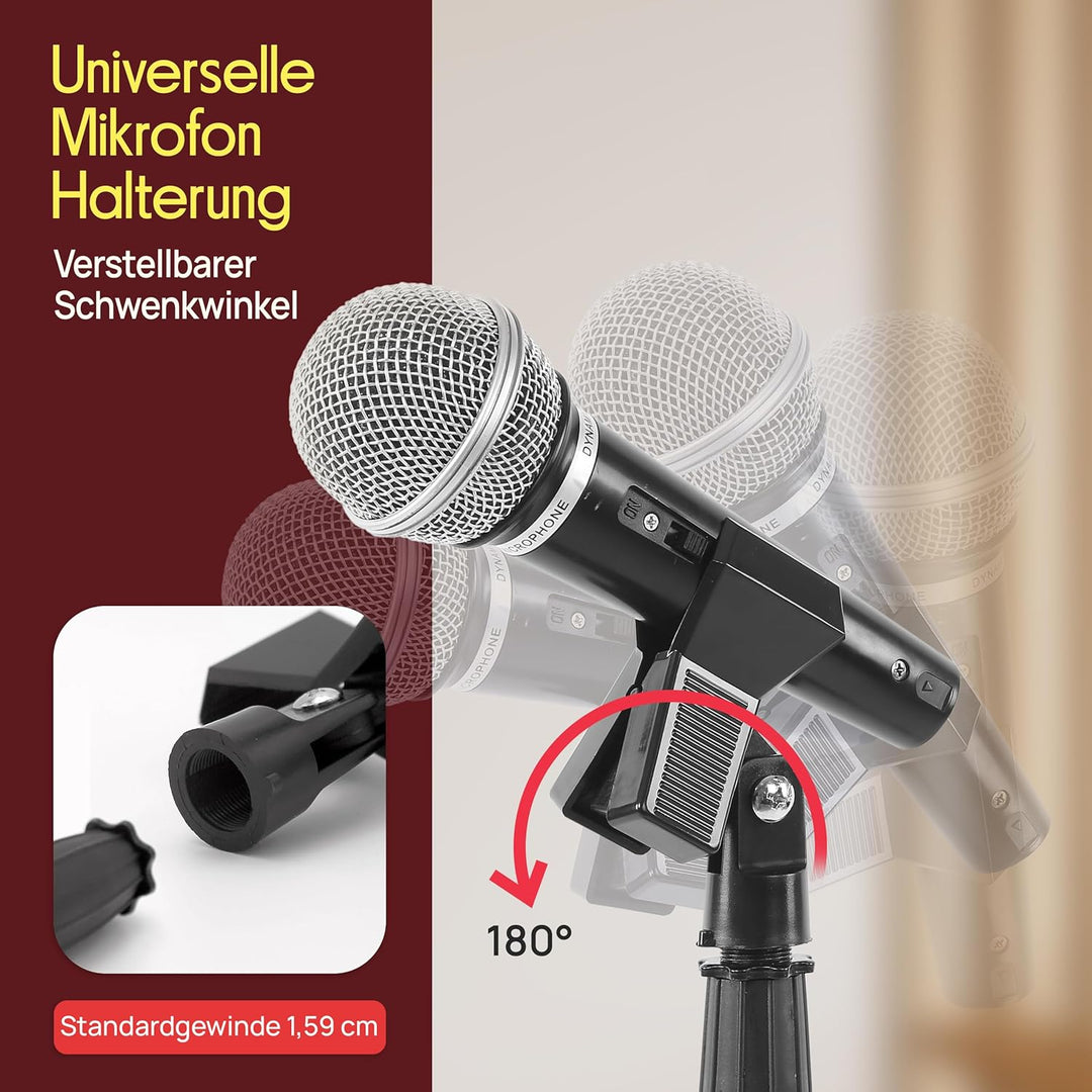 Pyle Mikrofonständer, Quadratische Basis, Höhenverstellbar, Mit universellem 5/8” Adapter, Mikrofonc