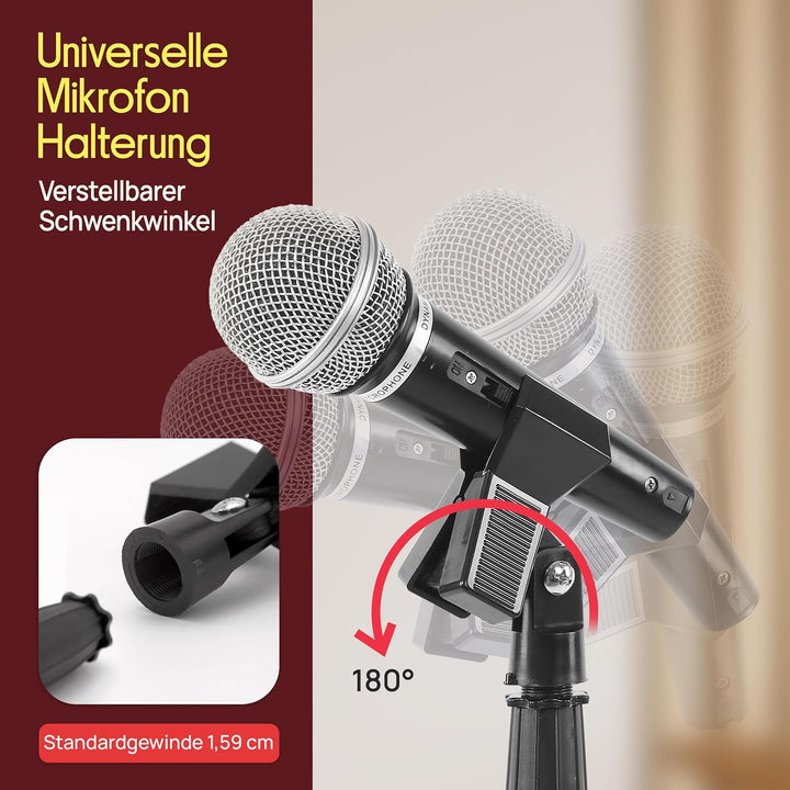 Pyle Mikrofonständer, Quadratische Basis, Höhenverstellbar, Mit universellem 5/8” Adapter, Mikrofonc